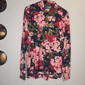Lands' End Floral Turtleneck Top Size XL (18)